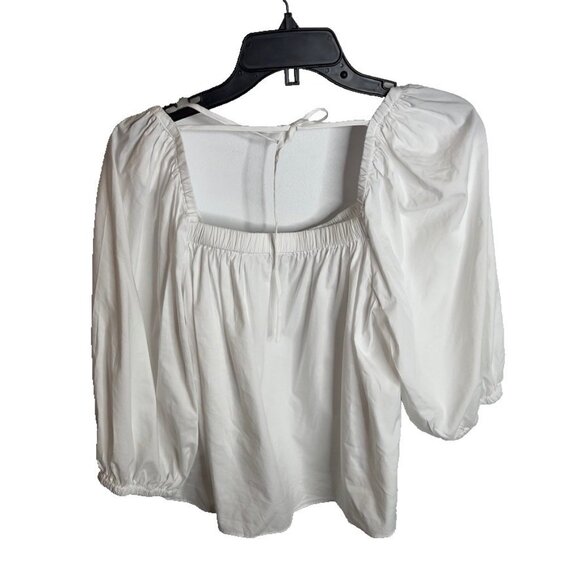 Madewell $88 Puff-Sleeve Babydoll Top White Size 6 NR583 - Picture 7 of 7
